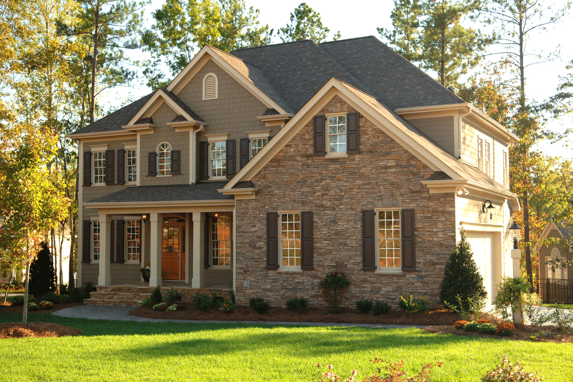 A home in Hickory, NC with a large front yard, featuring a new roof replacement.
